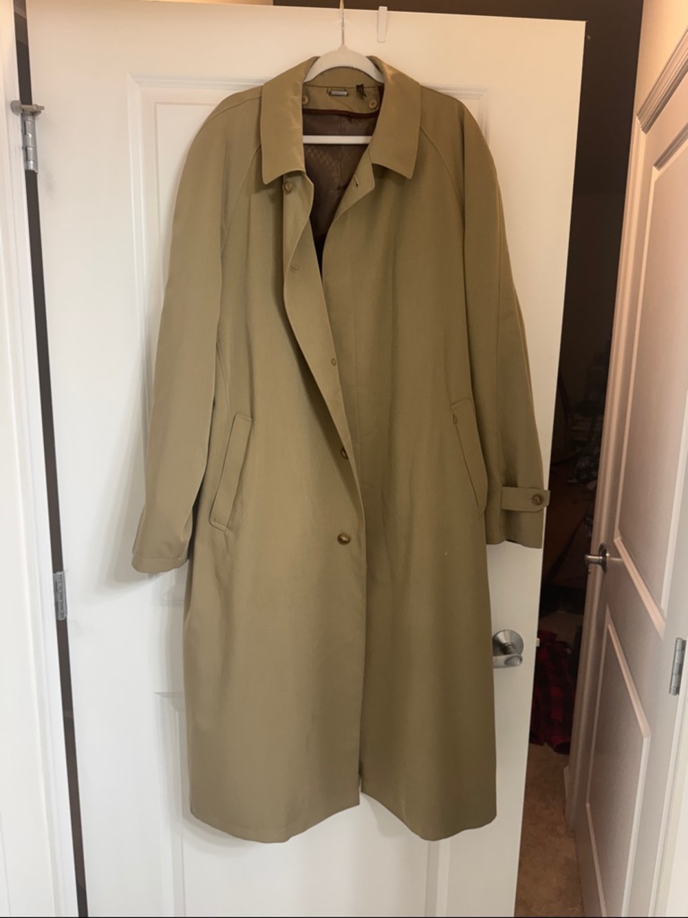 Mens  Khaki Wool Lined Overcoat
